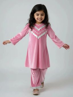 Hopscotch - Lace Velvet Gota Kurta and Pant