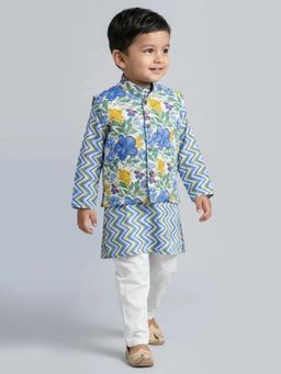 Hopscotch - Cotton Floral Jacket with Kurta and Pajama