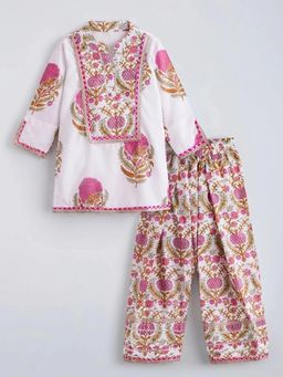 Hopscotch - Floral Lacing Cotton Kurta and Pant