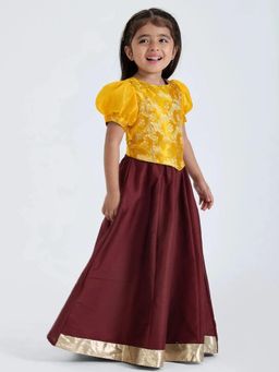 Hopscotch - Floral Jacquard Lace Lehenga and Choli