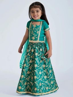 Hopscotch - Lace Floral Lehenga and Choli with Dupatta