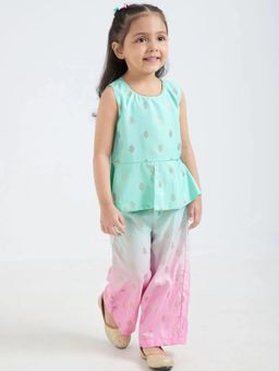 Hopscotch - Ethnic Foil Print Kurta and Palazzo
