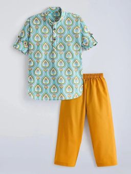 Hopscotch - All-Over Print Cotton Kurta and Pajama