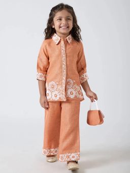 Hopscotch - Floral Embroidered Collared Co-Ord Set