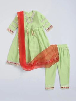 Hopscotch - Lace Embellished Anarkali Kurta and Pant with Dupatta