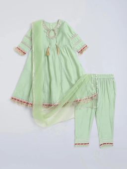 Hopscotch - Lace Embellished Anarkali Kurta and Pant with Dupatta