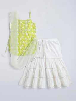 Hopscotch - Floral Lace Kurta and Sharara Ethnic Dupatta