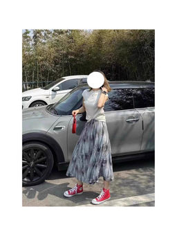 PARTIQ - Women Grey Printed Midi Skirt