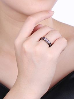 Yellow Chimes - 18K Platinum Plated Purple Crystal Ring