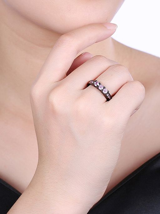Yellow Chimes 18K Platinum Plated Purple Crystal Ring
