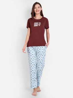 Bedtime Story - Maroon Donut T-shirt with Pyjama