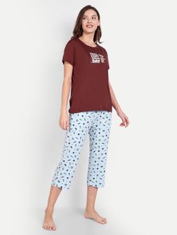 Bedtime Story - Maroon Donut Capri with T-shirt