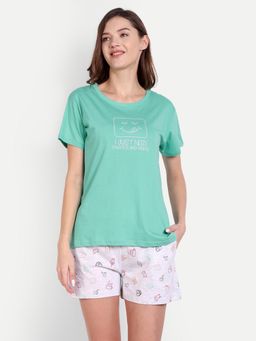 Bedtime Story - Turquoise Nap and Snack Shorts with T-shirt
