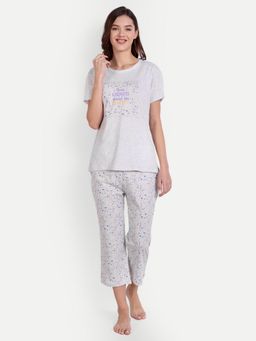 Bedtime Story - Grey Confetti Ecru T-shirt with Capri