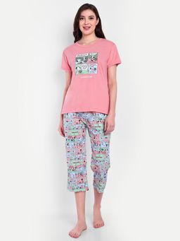 Bedtime Story - Pink Peanut Comic T-shirt with Capri