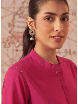 Lakshita - Women Pink Monochrome Lyocell Kurta