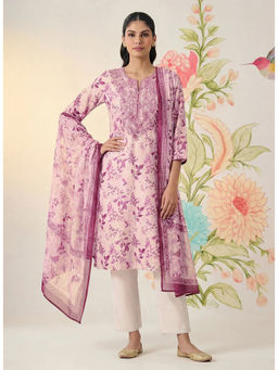 Lakshita - Women Pink Printed Chanderi Kurta with Pant and Dupatta