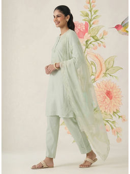 Lakshita - Mint Green Embroidered Chanderi Kurta with Pant & Dupatta