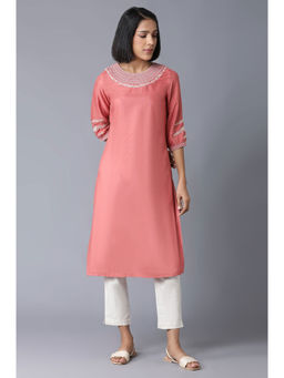 W - Pink Embroidered Kurta