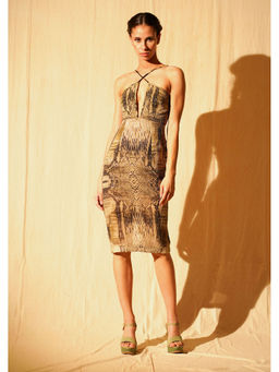 Nikita Mhaisalkar - Green Python Print Dress