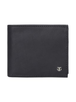Titan - Solid Leather Bifold Wallet in Color Black