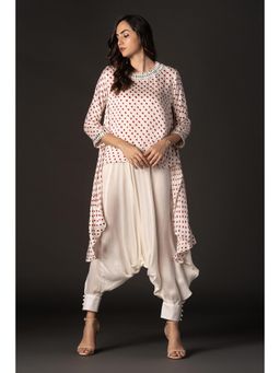 Twenty Nine - White Bandhani Asymmetric Top