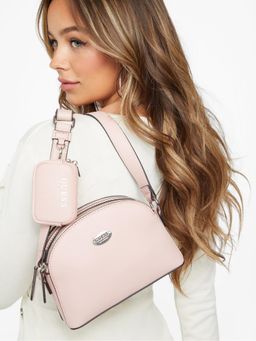 Guess - Women Pink Perdita Mini Dome Crossbody Sling Bag with Pouch