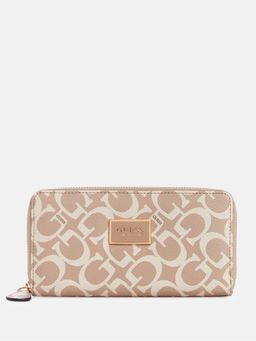 Guess - Women Beige Abree Zip Around Wallet