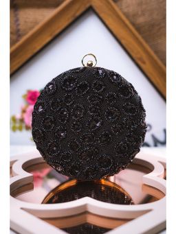 NR by Nidhi Rathi - Black Embellished Round Box Clutch
