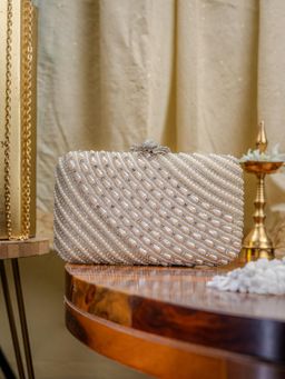 NR by Nidhi Rathi - Women’s Silver Embellished Box Clutch