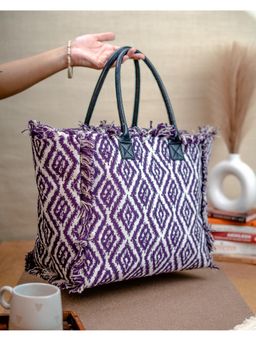 NR by Nidhi Rathi - Womens Navy Blue & White Printed Structured Tote Bag