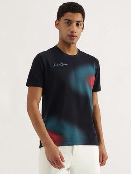 United Colors of Benetton - Navy Blue Printed Regular Fit T-Shirt