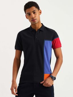 United Colors of Benetton - Blue Colorblock Regular Fit Polo T-Shirt