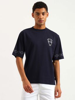 United Colors of Benetton - Navy Blue Printed Relaxed Fit T-Shirt