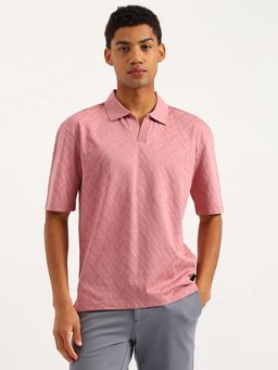 United Colors of Benetton - Pink Self Design Relaxed Fit Polo T-Shirt
