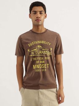 United Colors of Benetton - Brown Printed Relaxed Fit T-Shirt
