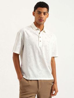 United Colors of Benetton - White Embroidered Oversized Fit Polo T-Shirt