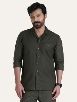 Perch - Green Solid Relaxed Fit Shirt
