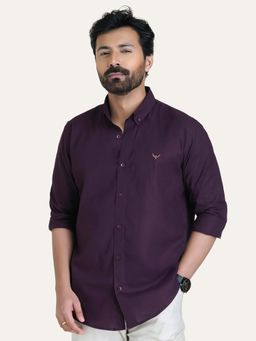 Perch - Wine Solid Slim Fit Shirt