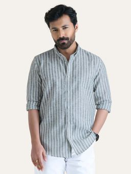 Perch - Green Stripes Slim Fit Shirt