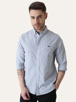 Perch - Navy Blue Stripes Slim Fit Shirt