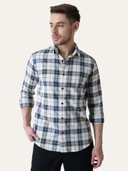 Perch - Teal Checks Slim Fit Shirt