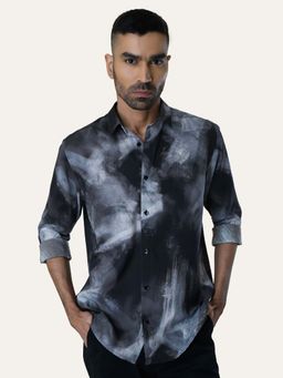 Perch - Black Printed Slim Fit Shirt