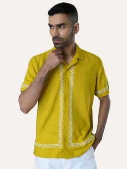 Perch - Yellow Embroidered Relaxed Fit Shirt