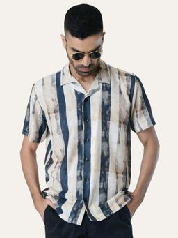 Perch - Cream Stripes Relaxed Fit Shirt