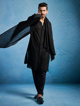 Vastramay - Men Embroidered Georgette Stylish Kurta and Patiala with Dupatta (Set of 3)