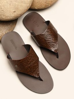 REGAL - Brown Men Textured Leather Sandals