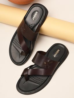 REGAL - Brown Men Textured Leather Sandals