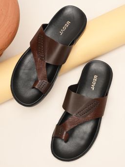 REGAL - Brown Men Textured Leather Sandals