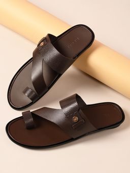 REGAL - Brown Men Textured Leather Sandals